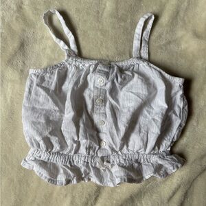 Old Navy White Ruffle-Hem Button Tank Top